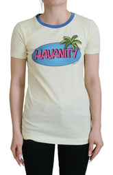 Dolce & Gabbana Yellow Havanity Round Neck Tee Cotton T-shirt -   -  Dolce & Gabbana.